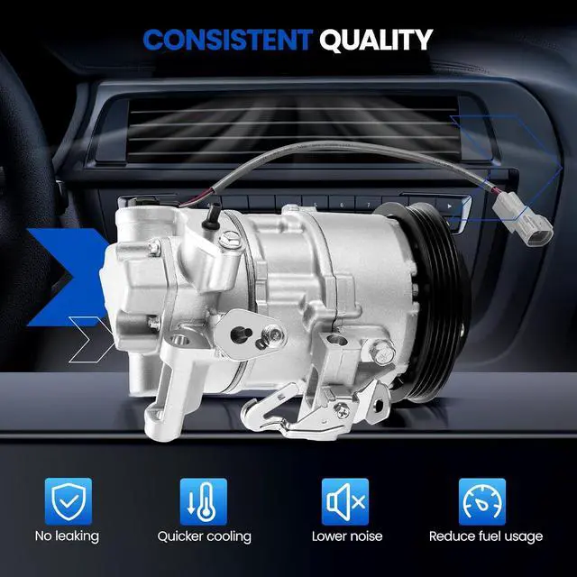 Alt view image 7 of 7 - 98376 AC Compressor with Clutch for Scion xA xB 2004-2006 | L4 1.5L, Gas Only, Replaces 88310-52530, 88310-52570, 97376
