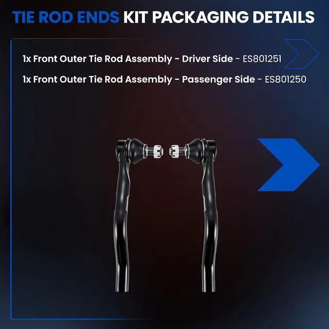 Alt view image 4 of 7 - 2-PC Tie Rod Ends Kits Compatible with Honda Civic 2016-2021,1xOuter tie rod ES801250,1xOuter tie rod ES801251