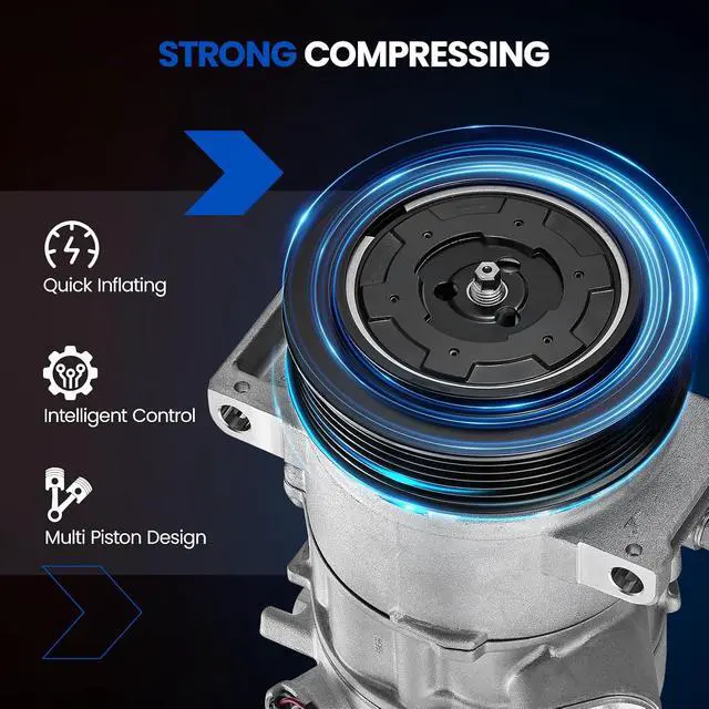 Alt view image 4 of 7 - 157388 Air Conditioning A/C Compressor with Clutch Compatible with Jeep Compass Patriot 2009-2017, Compatible with Dodge Caliber 2009-2012, L4 2.0L 2.4L