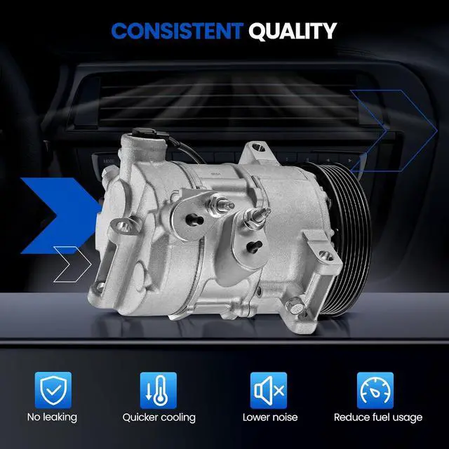 Alt view image 6 of 7 - 157388 Air Conditioning A/C Compressor with Clutch Compatible with Jeep Compass Patriot 2009-2017, Compatible with Dodge Caliber 2009-2012, L4 2.0L 2.4L