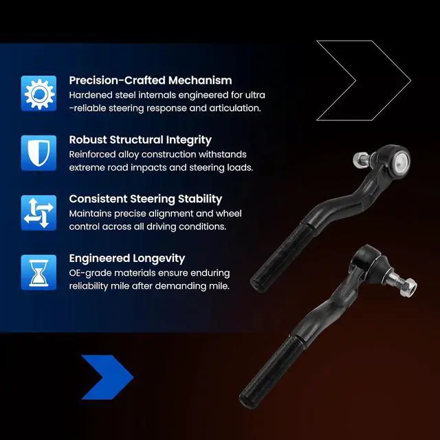 Alt view image 6 of 7 - 2PCS ES800593 ES800594 Front Outer Tie Rod Ends Kit Compatible with Jeep 2007-2017 Wrangler, 2018 Wrangler JK