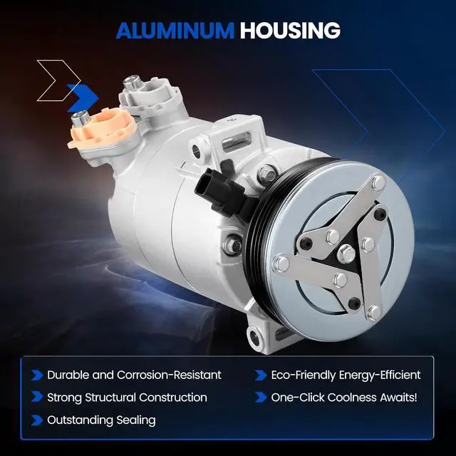 Alt view image 3 of 7 - 198360 Air Conditioning A/C Compressor with Clutch Compatible with Ford Escape 2013-2016 2.0L, Compatible with Lincoln MKC 2015-2016 2.0L 2.3L