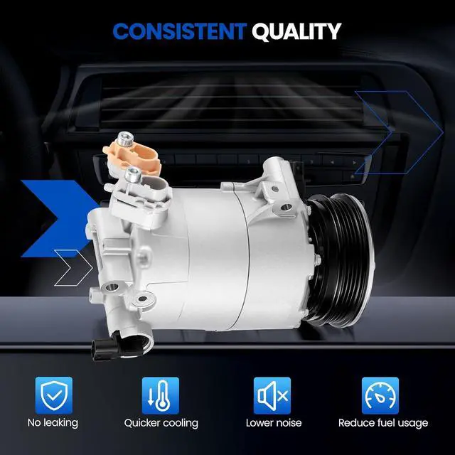 Alt view image 4 of 7 - 198360 Air Conditioning A/C Compressor with Clutch Compatible with Ford Escape 2013-2016 2.0L, Compatible with Lincoln MKC 2015-2016 2.0L 2.3L