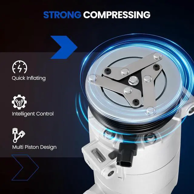 Alt view image 5 of 7 - 198360 Air Conditioning A/C Compressor with Clutch Compatible with Ford Escape 2013-2016 2.0L, Compatible with Lincoln MKC 2015-2016 2.0L 2.3L