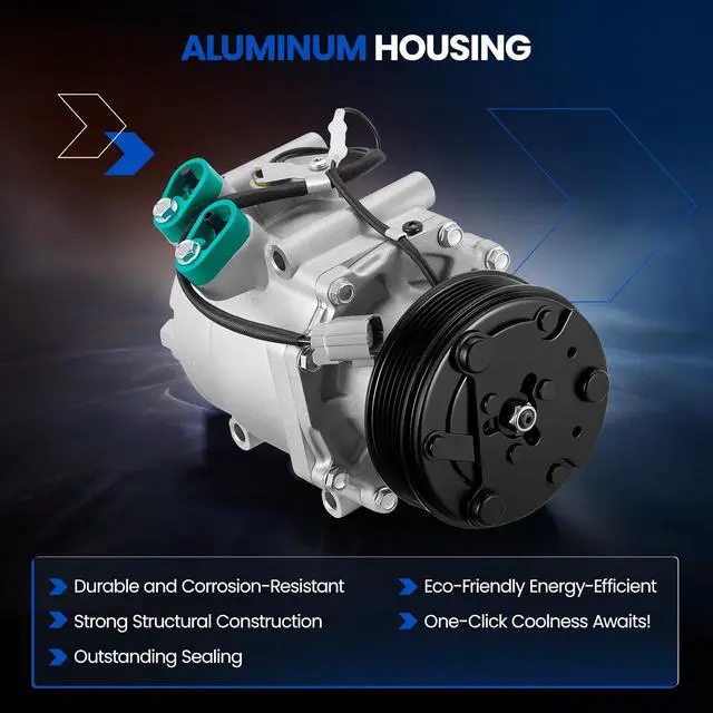 Alt view image 3 of 7 - 77613 Air Conditioning A/C Compressor with Clutch Compatible with Acura EL 2001-2005 1.7L L4, Compatible with Honda Civic 2002-2005 1.7L L4