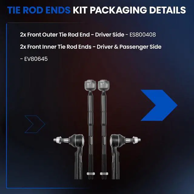 Alt view image 4 of 7 - 4-PC Tie Rod Ends Kits Compatible with Dodge Caliber 2007-2012,2xOuter-ES800408 2xInner-EV80645