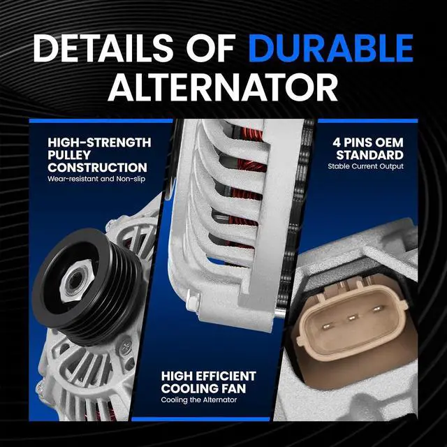 Alt view image 3 of 7 - Alternator Compatible with Subaru Legacy Outback Forester Baja Impreza, Compatible with Saab 9-2X, 2.5L H4, Fit for AMT0129 A2TB2891 113634 400-48053 13889 32-00-6062, 23700-AA370, 23700-AA37A