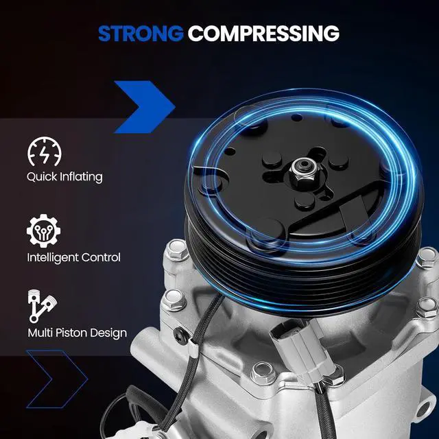 Alt view image 5 of 7 - 77613 Air Conditioning A/C Compressor with Clutch Compatible with Acura EL 2001-2005 1.7L L4, Compatible with Honda Civic 2002-2005 1.7L L4
