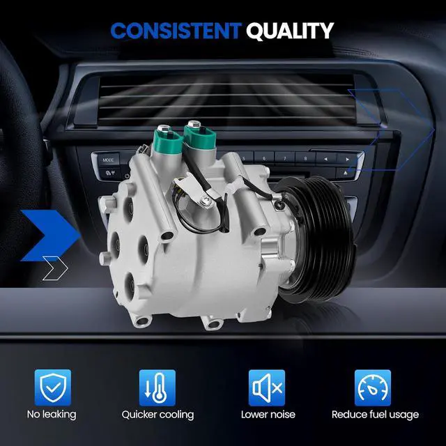 Alt view image 4 of 7 - 77613 Air Conditioning A/C Compressor with Clutch Compatible with Acura EL 2001-2005 1.7L L4, Compatible with Honda Civic 2002-2005 1.7L L4