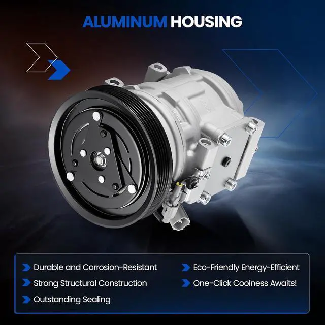 Alt view image 3 of 7 - 78320 Air Conditioning A/C Compressor with Clutch Compatible with Toyota Corolla 1998-2002 1.8L L4 GAS