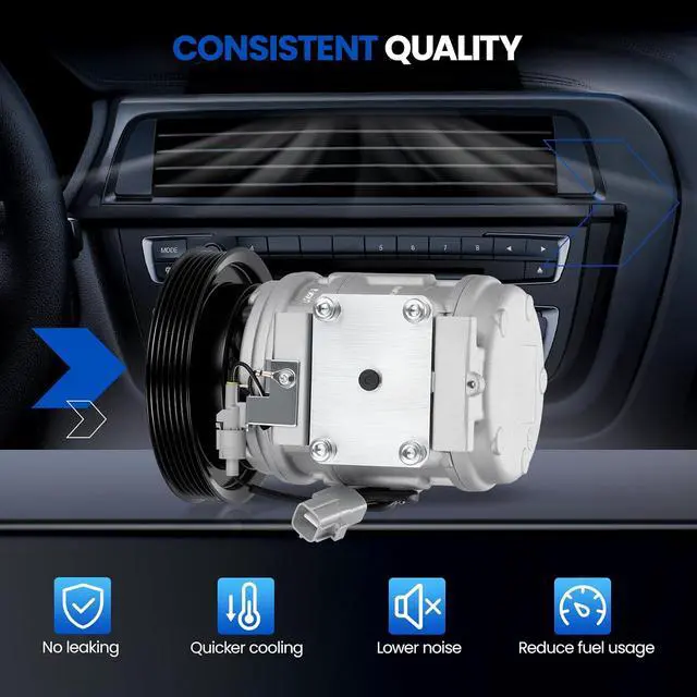 Alt view image 4 of 7 - 78320 Air Conditioning A/C Compressor with Clutch Compatible with Toyota Corolla 1998-2002 1.8L L4 GAS