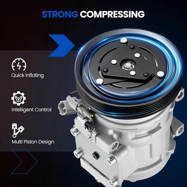 Alt view image 5 of 7 - 78320 Air Conditioning A/C Compressor with Clutch Compatible with Toyota Corolla 1998-2002 1.8L L4 GAS