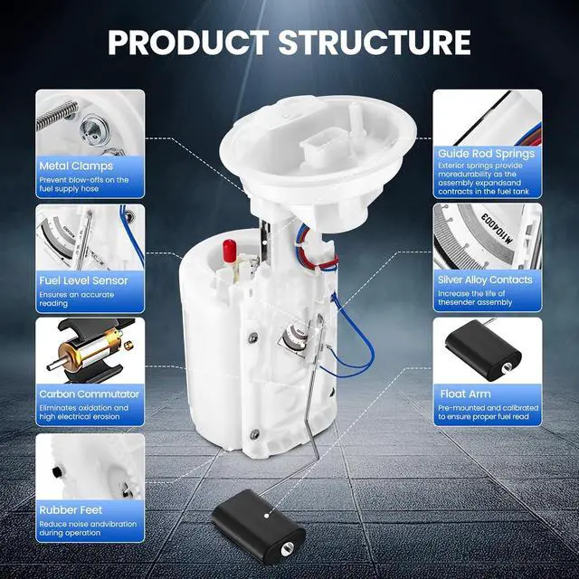Alt view image 2 of 7 - E8810M Eletric Fuel Pump Assembly for Mini Cooper 2015 L4 1.6L | Replaces SP5095M FP3111 FG1175