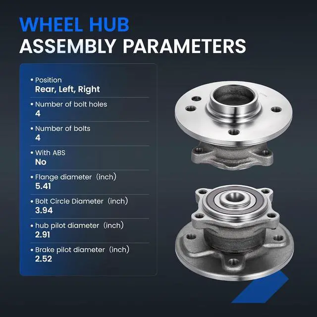 Alt view image 4 of 7 - 512304 Rear Wheel Bearing and Hub Assembly Compatible with Mini Cooper 2002-2006 1.6L L4, Gas, 2 PCS