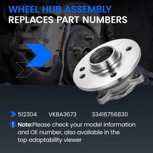 Alt view image 5 of 7 - 512304 Rear Wheel Bearing and Hub Assembly Compatible with Mini Cooper 2002-2006 1.6L L4, Gas, 2 PCS