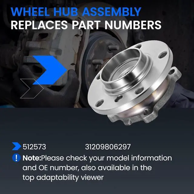 Alt view image 5 of 7 - 512573 Front+Rear Wheel Bearing and Hub Assembly Compatible with Mini Cooper Countryman 2011-2016 1.6L L4, Compatible with Mini Cooper Paceman 2013-2016, Gas, 2 PCS