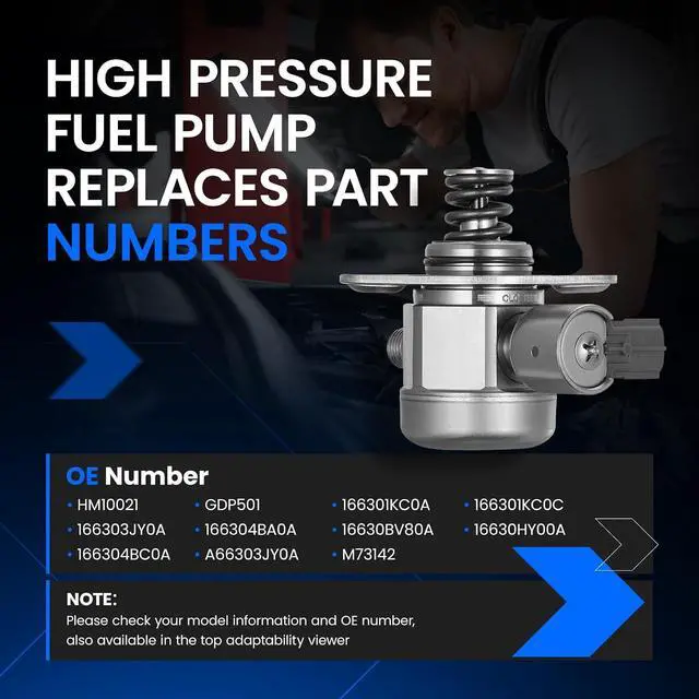 Alt view image 5 of 7 - HM10021 High Pressure Fuel Pump Compatible with Nissan 2011-2017 Juke, 2017-2019 Rogue, 2017-2022 Rogue Sport, 2017-2019 Sentra