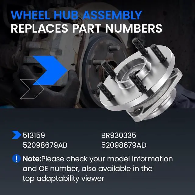 Alt view image 5 of 7 - 513159 Front Wheel Bearing and Hub Assembly Compatible with Jeep Grand Cherokee 1999-2004 4.0L L6, 1999-2001 4.7L V8, 1PCS