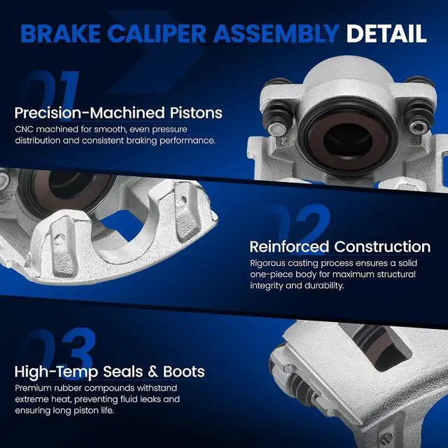Alt view image 4 of 7 - Front Brake Caliper Assembly Replaces for 18-4339 18-4340, Compatible with Jeep Cherokee 1990-2000 2.5L 4.0L, for TJ 1997-2002 2.5L 4.0L, Compatible with Jeep Wrangler 2003-2006 2.4L