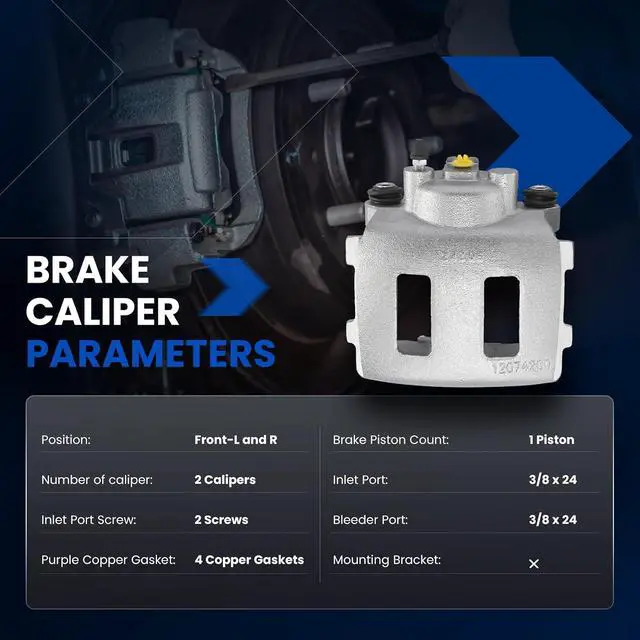Alt view image 5 of 7 - Front Brake Caliper Assembly Replaces for 18-4339 18-4340, Compatible with Jeep Cherokee 1990-2000 2.5L 4.0L, for TJ 1997-2002 2.5L 4.0L, Compatible with Jeep Wrangler 2003-2006 2.4L