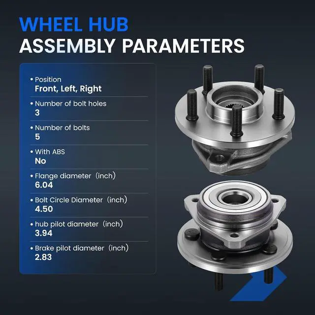 Alt view image 4 of 7 - 513158 Front Wheel Bearing and Hub Assembly Compatible with Jeep Cherokee 1999-2000, for TJ 2000-2006, for Wrangler 1999-2006 2.5L 4.0L, Gas, 2 PCS