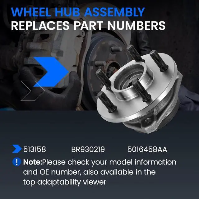 Alt view image 5 of 7 - 513158 Front Wheel Bearing and Hub Assembly Compatible with Jeep Cherokee 1999-2000, for TJ 2000-2006, for Wrangler 1999-2006 2.5L 4.0L, Gas, 2 PCS