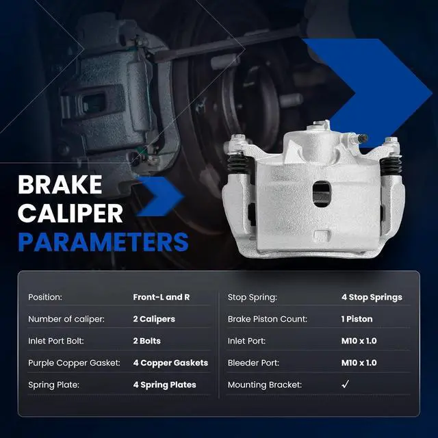 Alt view image 5 of 7 - Front Brake Caliper Assembly Replaces for 19B2662 19B2663, Compatible with Honda CR-V 2002-2004 2.4L, Compatible with Honda Element 2003-2011 2.4L L4, GAS