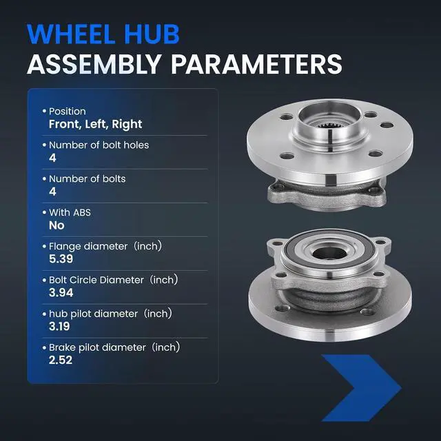 Alt view image 4 of 7 - 513226 Front Wheel Bearing and Hub Assembly Compatible with Mini Cooper 2002-2006 1.6L L4 Gas, 2PCS