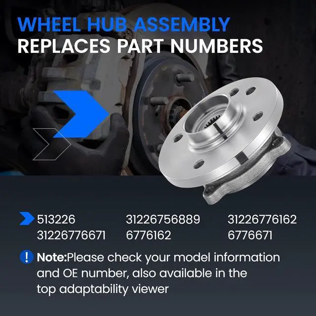 Alt view image 5 of 7 - 513226 Front Wheel Bearing and Hub Assembly Compatible with Mini Cooper 2002-2006 1.6L L4 Gas, 2PCS