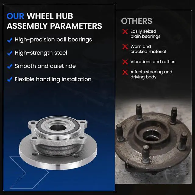 Alt view image 6 of 7 - 513226 Front Wheel Bearing and Hub Assembly Compatible with Mini Cooper 2002-2006 1.6L L4 Gas, 2PCS
