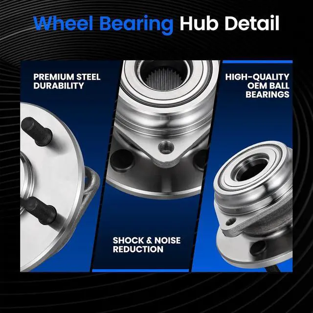 Alt view image 2 of 7 - 513084 Front Wheel Bearing and Hub Assembly Compatible with Jeep Cherokee Wrangler 1990-1999 2.5L 4.0L, for Grand Cherokee 1993-1998 4.0L 5.2L, Gas, 2 PCS