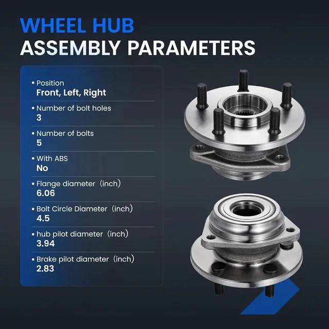 Alt view image 4 of 7 - 513084 Front Wheel Bearing and Hub Assembly Compatible with Jeep Cherokee Wrangler 1990-1999 2.5L 4.0L, for Grand Cherokee 1993-1998 4.0L 5.2L, Gas, 2 PCS