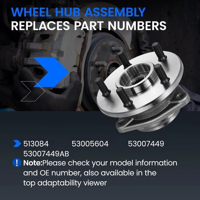 Alt view image 5 of 7 - 513084 Front Wheel Bearing and Hub Assembly Compatible with Jeep Cherokee Wrangler 1990-1999 2.5L 4.0L, for Grand Cherokee 1993-1998 4.0L 5.2L, Gas, 2 PCS