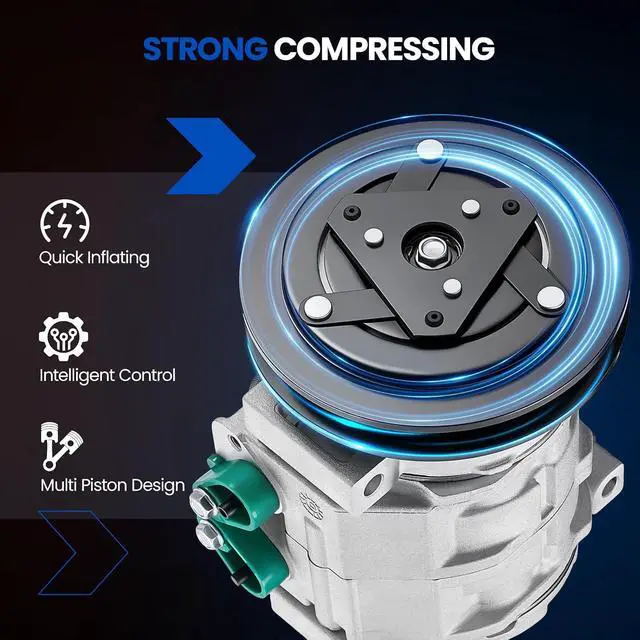 Alt view image 5 of 7 - 4710554 Air Conditioning A/C Compressor with Clutch Compatible with Hino 238 2005-2010 7.7L L6, for 258 2006-2010 7.7L L6, for 268 2005-2010 7.7L L6, for 338 2005-2010 7.7L L6, DIESEL