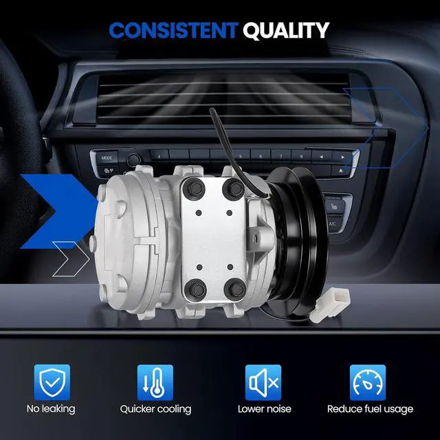 Alt view image 4 of 7 - 77312 Air Conditioning A/C Compressor with Clutch Compatible with Chevrolet Sprint 1985-1988 1.0L, for Tracker 1989-1991 1.6L, Compatible with Suzuki Samurai 85-95 1.3L, for X-90 96-98 1.6L
