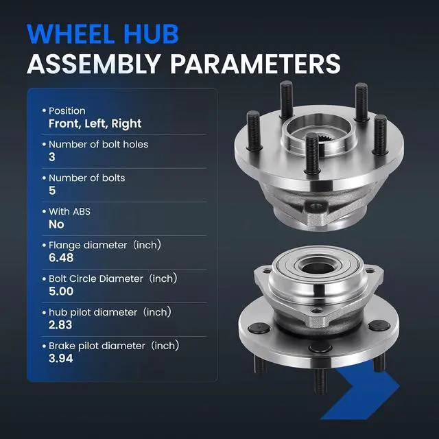 Alt view image 4 of 7 - 513159 Front Wheel Bearing and Hub Assembly Compatible with Jeep Grand Cherokee 1999-2004 4.0L L6, 1999-2001 4.7L V8, 2PCS