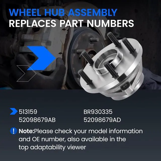 Alt view image 5 of 7 - 513159 Front Wheel Bearing and Hub Assembly Compatible with Jeep Grand Cherokee 1999-2004 4.0L L6, 1999-2001 4.7L V8, 2PCS
