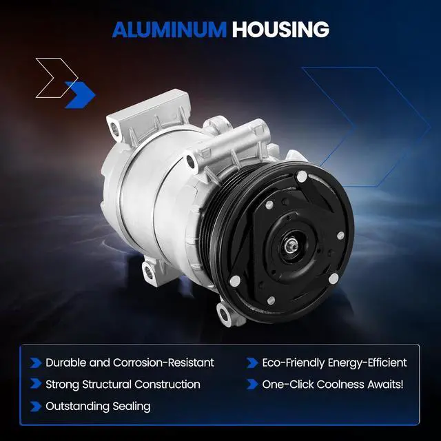 Alt view image 4 of 7 - 1136521 Air Conditioning AC Compressor with Clutch | Compatible with Chevrolet Silverado Express 1500 3500, Compatible with GMC Jimmy Sonoma Savana 1500, for Isuzu Hombre