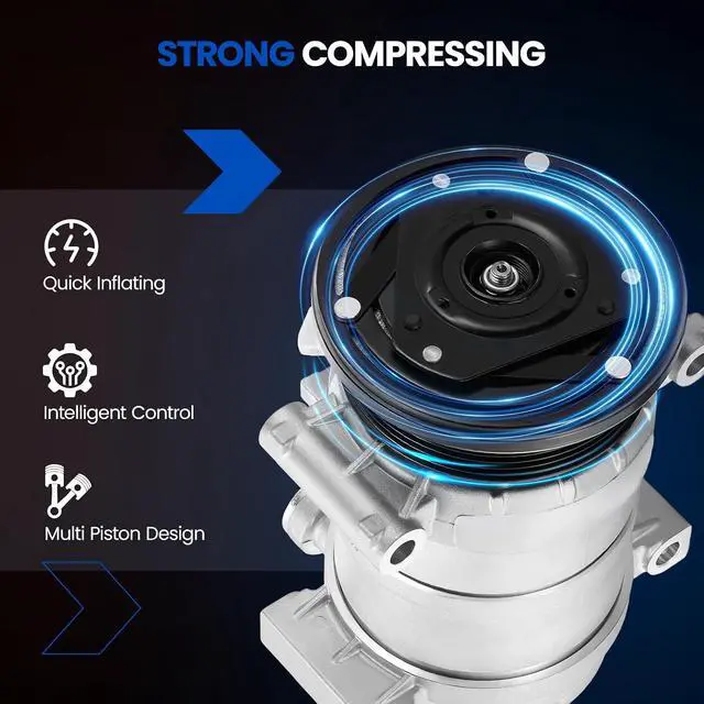 Alt view image 6 of 7 - 1136521 Air Conditioning AC Compressor with Clutch | Compatible with Chevrolet Silverado Express 1500 3500, Compatible with GMC Jimmy Sonoma Savana 1500, for Isuzu Hombre