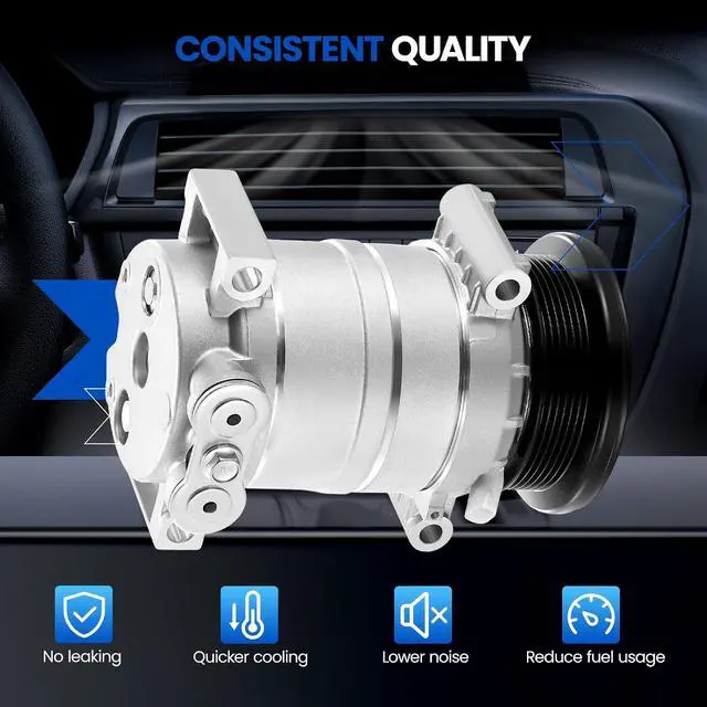 Alt view image 7 of 7 - 1136521 Air Conditioning AC Compressor with Clutch | Compatible with Chevrolet Silverado Express 1500 3500, Compatible with GMC Jimmy Sonoma Savana 1500, for Isuzu Hombre