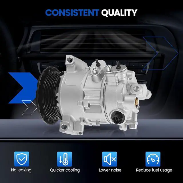Alt view image 6 of 7 - Air Conditioning A/C Compressor with Clutch 98395 Compatible with Dodge Caliber 2007-2008 L4 1.8L 2.0L 2.4L, Compatible with Jeep Compass Patriot 2007-2008 L4 2.0L 2.4L