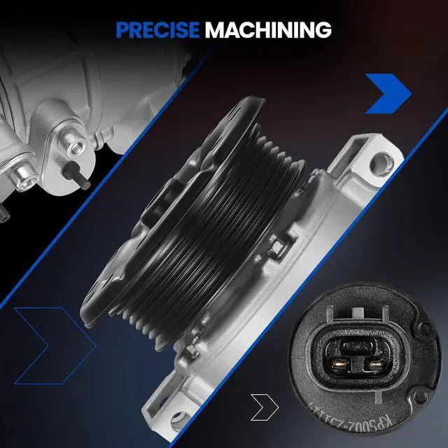Alt view image 5 of 7 - Air Conditioning A/C Compressor with Clutch 98395 Compatible with Dodge Caliber 2007-2008 L4 1.8L 2.0L 2.4L, Compatible with Jeep Compass Patriot 2007-2008 L4 2.0L 2.4L