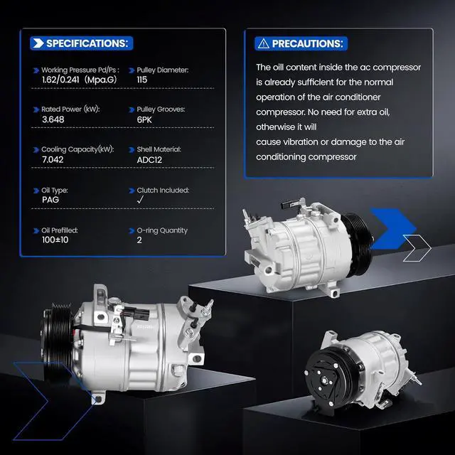 Alt view image 6 of 7 - 68662 Air Conditioning A/C Compressor with Clutch Compatible with Nissan Sentra 2007-2012 2.0L L4 GAS
