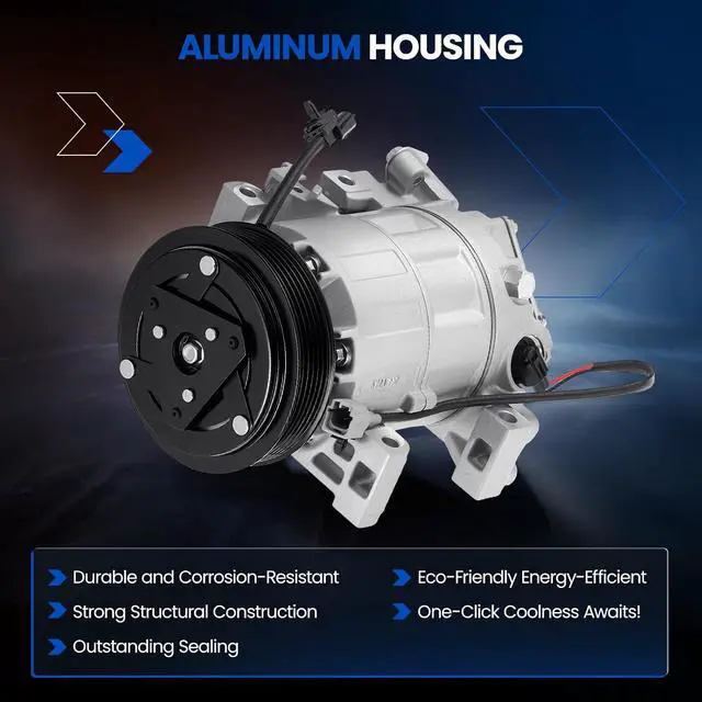 Alt view image 3 of 7 - 98664 Air Conditioning AC Compressor with Clutch for Nissan | Compatible with Nissan Altima 2007 2013-2018, Compatible with Nissan Rogue 2014-2020, 2.5L L4