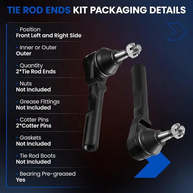 Alt view image 3 of 7 - 2PCS ES800086 15267583 Front Outer Tie Rod Ends Kit Compatible with Pontiac 2005-2010 G6,Compatible with Chevrolet Chevy 2004-2012 Malibu, Fit for Saturn 2007-2009 Aura