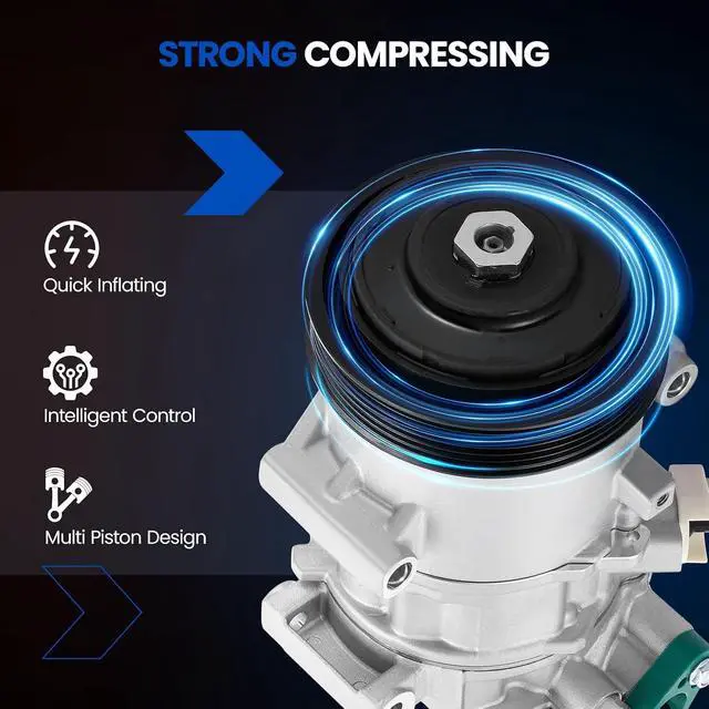 Alt view image 6 of 7 - 198339 Air Conditioning A/C Compressor with Clutch Compatible with Toyota Corolla 2014-2022 L4 1.8L, Compatible with Toyota Corolla iM 2017-2018 L4 1.8L