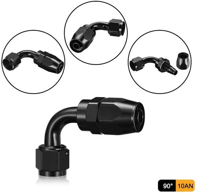 Alt view image 2 of 6 - 10AN 90 Degree Swivel Hose End Fitting Aluminum Seal AN Hose End Fitting for Braided Fuel Line