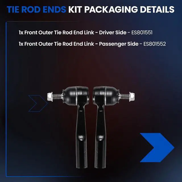 Alt view image 4 of 7 - 2-PC Tie Rod Ends Kits Compatible with Jeep Compass 2017-2022,1xOuter tie rod ES801551,1xOuter tie rod ES801552