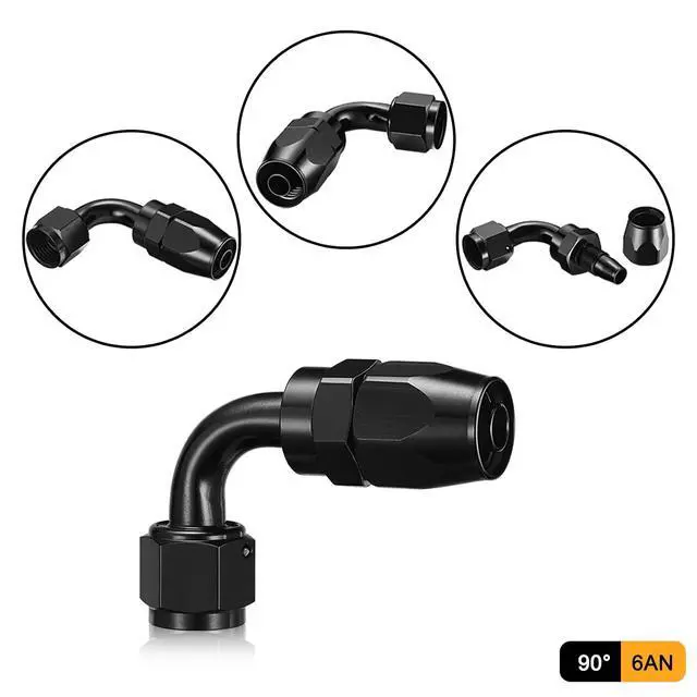 Alt view image 2 of 6 - 6AN 90 Degree Swivel Hose End Fitting Aluminum Seal AN Hose End Fitting for Braided Fuel Line