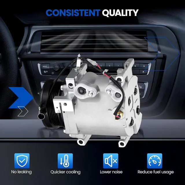 Alt view image 4 of 7 - 78483 Air Conditioning A/C Compressor with Clutch Compatible with Dodge Stratus 01-05 2.4L, Compatible with Mitsubishi Eclipse 00-05 2.4L, for Galant 00-03 2.4L, for Lancer 02-07 2.0L